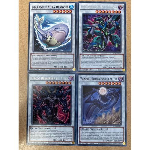 (825) Marsouin Aura Blanche + Aile Claire Roi Suprême Du Dragon + Draco Berserker Du Tenyi + Vagnawa Le Dragon Mangeur De Lune (Yu Gi Oh) 