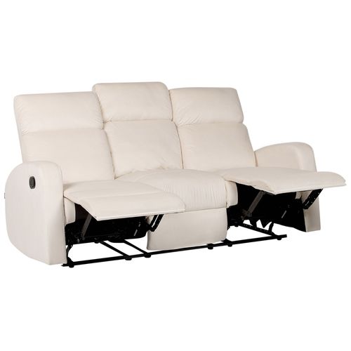 Canapé 3 Places Inclinable Manuellement En Velours Blanc Verdal
