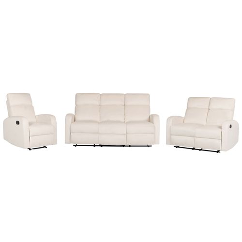 Ensemble De Salon Inclinable Manuellement Velours Blanc Verdal