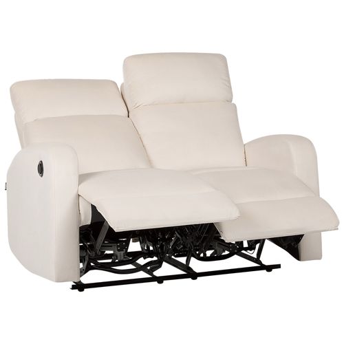 Canapé 2 Places Inclinable Électrique En Velours Blanc Verdal