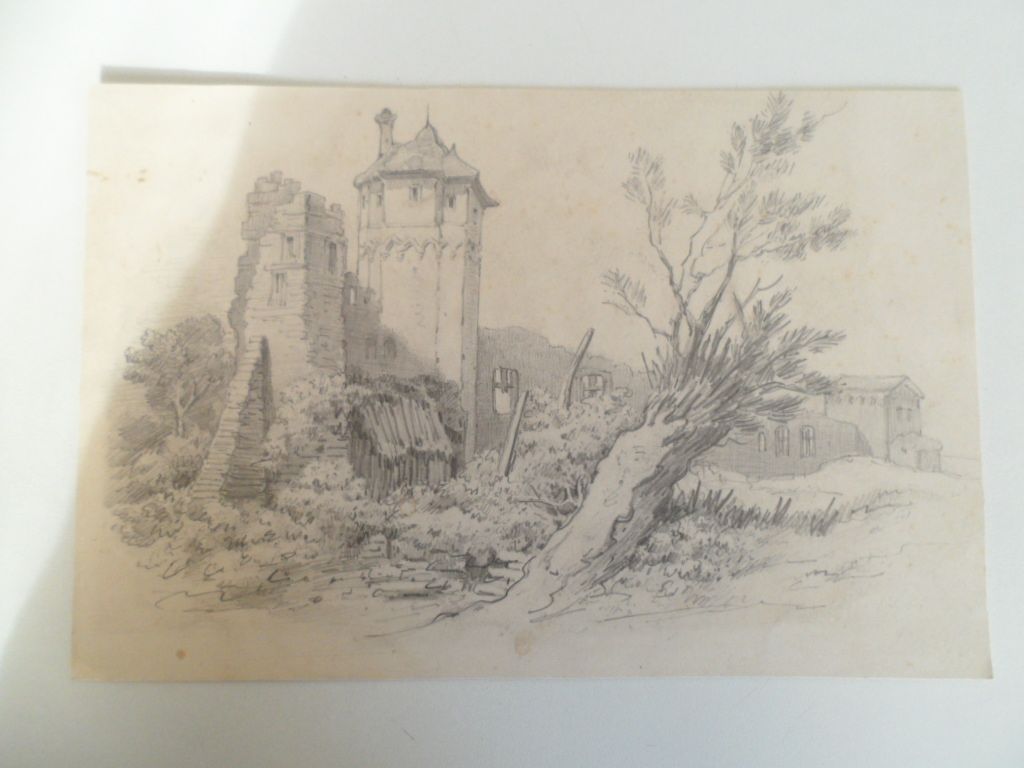 Ruines D Un Chateau Dessin Original Au Crayon Non Signe Rakuten