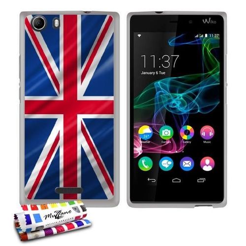 Coque Case Wiko Rigde 4g Drapeau Angleterre Contour Transparent Silicone Souple (Tpu)