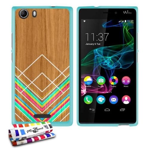 Coque Case Wiko Rigde 4g Peinture Sur Bois Contour Bleu Silicone Souple (Tpu)