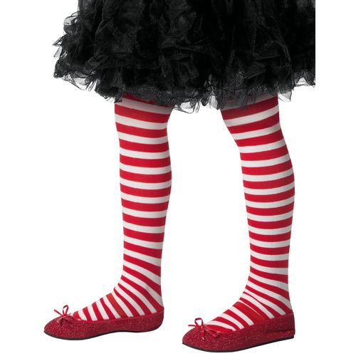 Collants Rayés Blancs Et Rouge Enfant Taille Unique