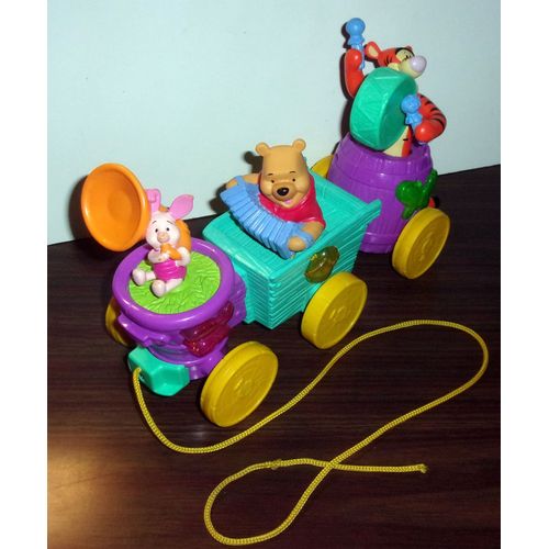Jouet A Tirer Musical Vintage Winnie L'Ourson Et Ses Amis