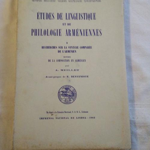 Études De Linguistique Et De Philologie Arméniennes