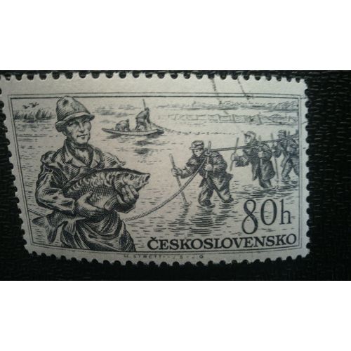 Timbre Tchécoslovaquie (Yt 873 ) 1956 Pêcheurs