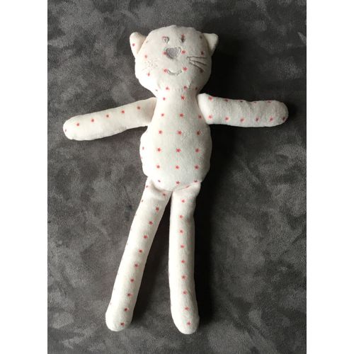 Doudou Chat Blanc Étoiles Rose Bout¿Chou