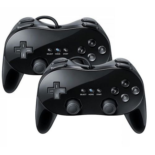 2pcs Manette Console De Jeu Classique Pro Filaire Pour Nintendo Wii Noir