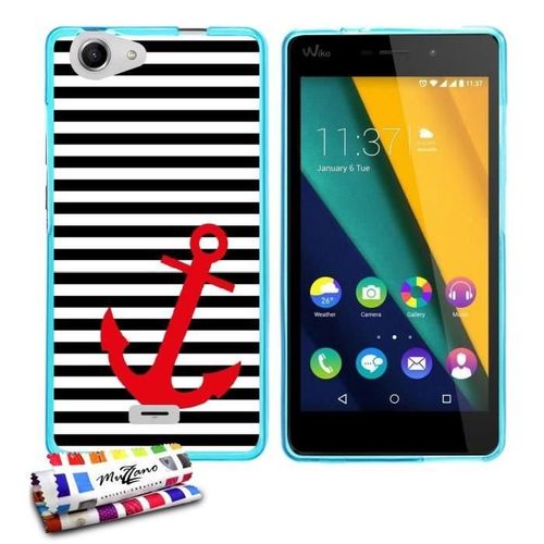 Coque Case Wiko Pulp 4g Ancre Marine Contour Bleu Silicone Souple (Tpu)