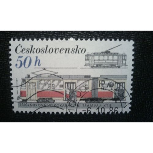 Timbre Tchécoslovaquie (Yt 2693 ) 1986 Locomotives Et Tramways - Kt-8