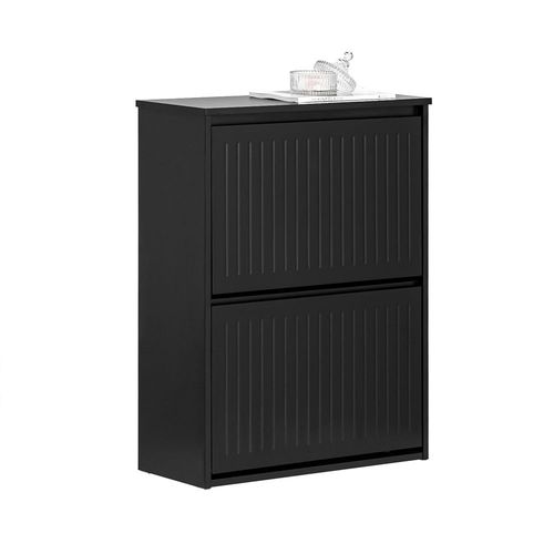 Sobuy Meuble À Chaussures Meuble D'entrée Meuble De Rangement À Chaussures Avec 2 Abattants Pour Petite Entrée Couloir, Noir, Lph 61x26x81 Cm, Fsr165-K-Sch