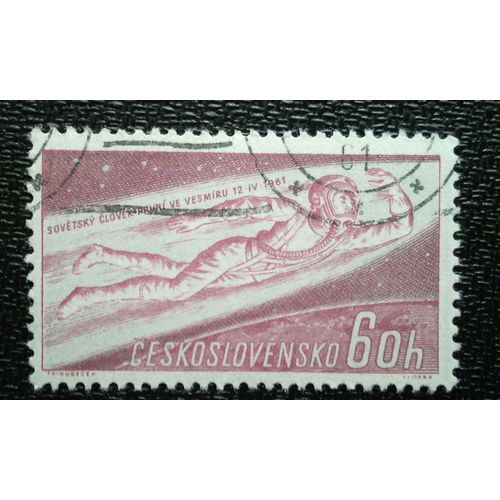 Timbre Tchécoslovaquie (Yt 1137 ) 1961 Homme Volant Dans L'espace