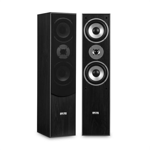 auna L766 Paire d'enceintes HiFi système 3 voies Bassreflex 350W max - noir