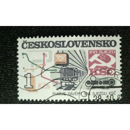 Timbre Tchécoslovaquie (Yt 2648 ) 1985 Plan De Développement Quinquennal - Métro De Prague