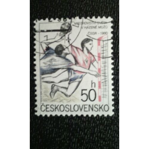 Timbre Tchécoslovaquie (Yt 2838 ) 1990 Championnat Du Monde De Handball Masculin En Tchécoslovaquie