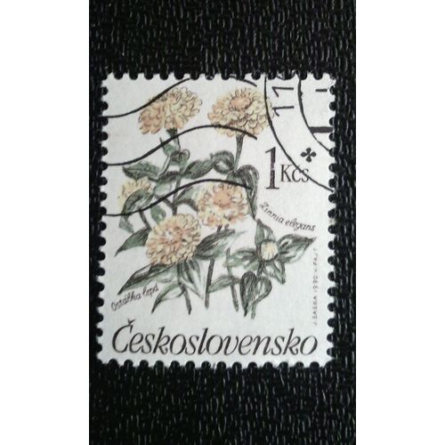 Timbre Tchécoslovaquie (Yt 2840 ) 1990 Zinnia Elegans
