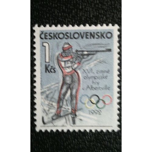 Timbre Tchécoslovaquie (Yt 2909 ) 1992 Biathlon - Xvie Jeux Olympiques D'hiver Albertville