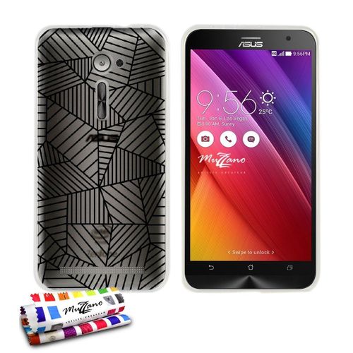 Coque Case Asus Zenfone 2 (5.0) Rayures Zen Contour Gris Silicone Souple (Tpu)