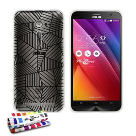 Coque Case Asus Zenfone 2 (5.0) Rayures Zen Contour Gris Silicone Souple (Tpu)
