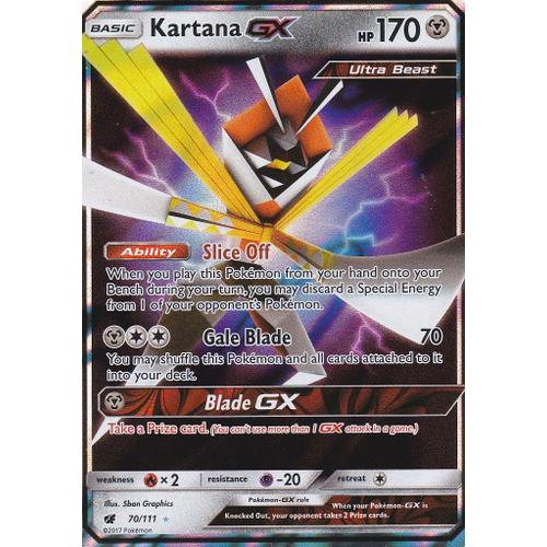 Carte Pokemon - Kartana Gx - 70/111 - Ultra Rare ( Katagami Gx ) - Soleil Et Lune 4 Invasion Carmin - Version Anglaise -
