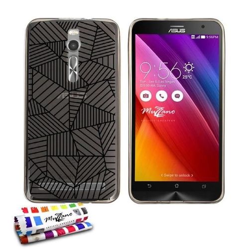 Coque Case Asus Zenfone 2 Deluxe (5.5) Rayures Zen Contour Gris Silicone Souple (Tpu)