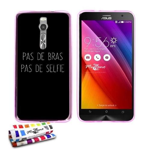 Coque Case Asus Zenfone 2 (5.5) Pas De Bras Contour Rose Silicone Souple (Tpu)