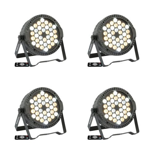 Pack de 4 Projecteurs Blancs Par Ibiza Light THINPAR-36X1WHITE - DMX Télécommande Extra-plats LED Soirée Dj Club Fête Discothèque