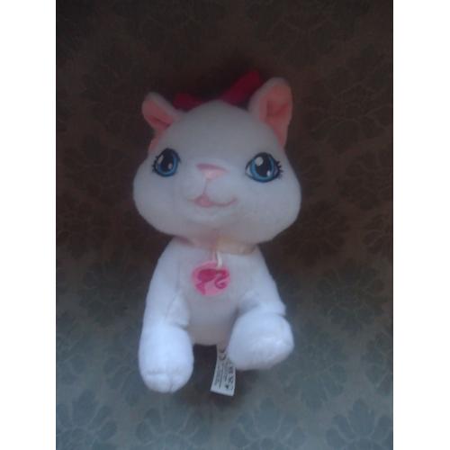 Chat Blamarie En Peluche Petit Assis Blanc 20 Cm Barbie Mattel 2015