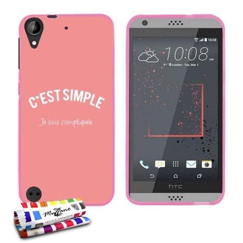 Coque Case Htc Desire 530 C'est Compliquee Contour Rose Silicone Souple (Tpu)