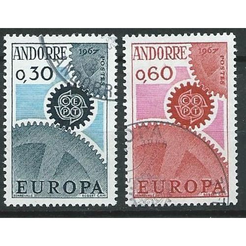 Europa Andorre Français 1967 N° 179 Et 180 Oblitérés Avec Gomme Intacte