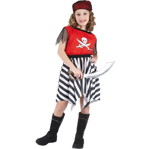 Déguisement Pirate Corsaire Rouge Fille - Taille: M 7-9 Ans (120-130 Cm)
