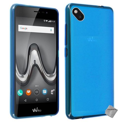 Housse Etui Coque Pochette Silicone Gel Fine Pour Wiko Sunny 2 Plus + Verre Trempe - Bleu