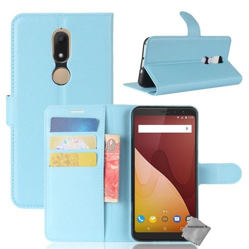 Housse Etui Coque Pochette Portefeuille Pour Wiko View Prime + Film Ecran - Bleu