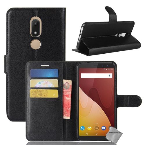 Housse Etui Coque Pochette Portefeuille Pour Wiko View Prime + Verre Trempe - Noir