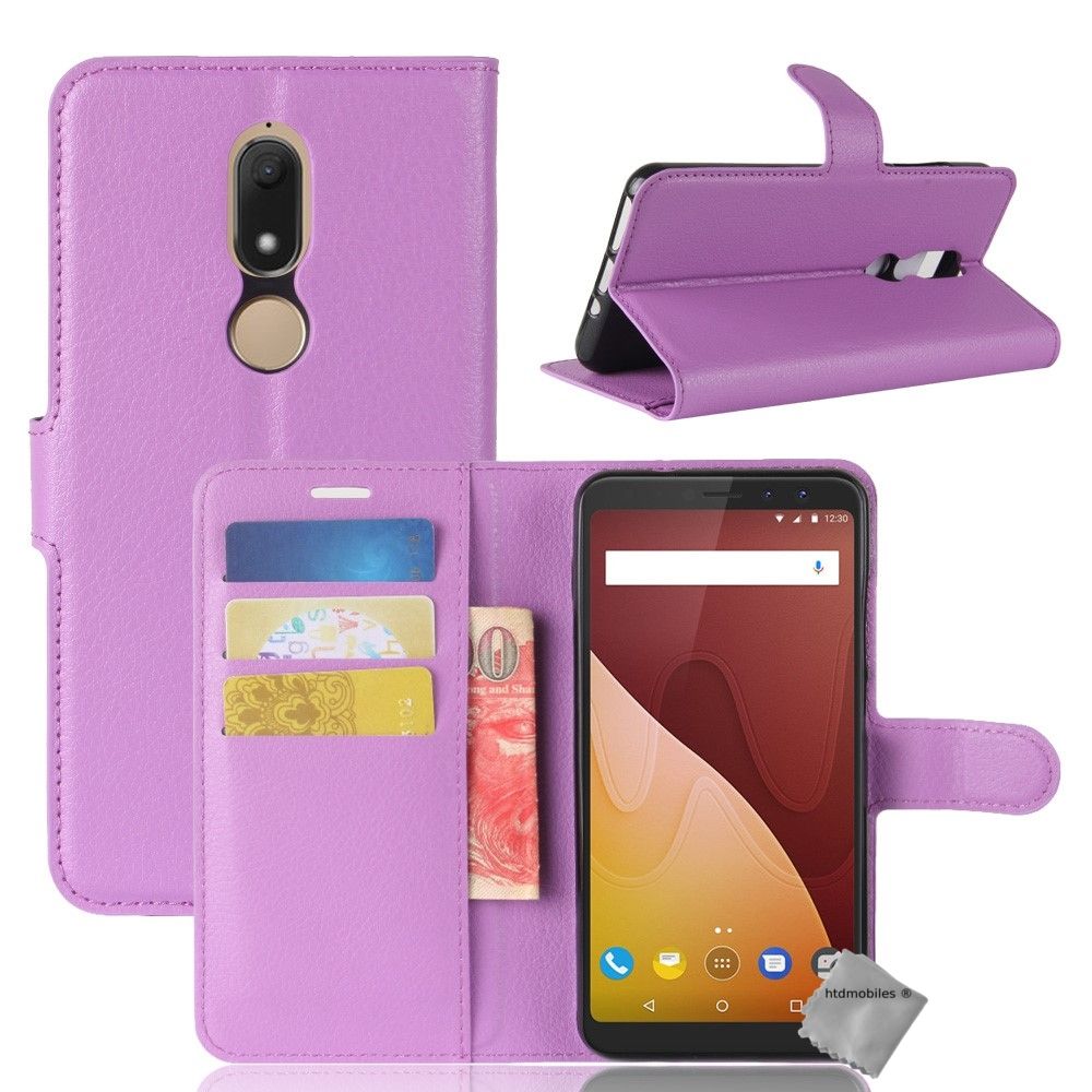 Housse Etui Coque Pochette Portefeuille Pour Wiko View Prime + Verre Trempe - Mauve