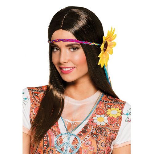 Perruque Longue Châtain Avec Tour De Tête Tournesol Femme Taille Unique