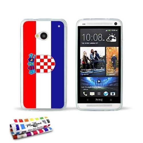 Coque Case Htc One M7 Drapeau Croatie Contour Transparent Silicone Souple (Tpu)