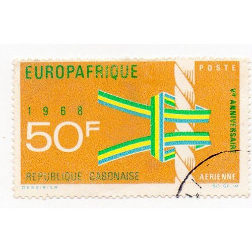 Gabon- 1 Timbre Oblitéré Avec Trace De Charnière Poste Aérienne- Europafrique- Faciale 50f
