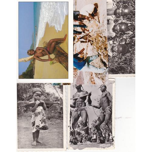 Lot De 5 Cartes Postales D'afrique / Metiers / Jeune Femme Nue / Guerriers / Enfants