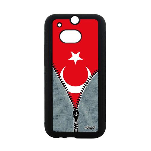 Coque Silicone Pour Htc One M8 Drapeau Turquie Turc Noir Portable Jeans 4g Swag