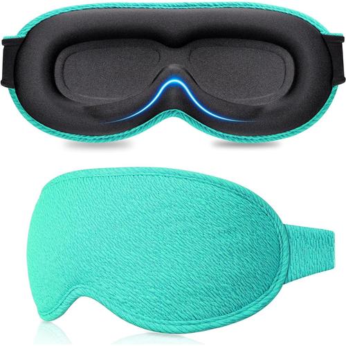 Masque De Nuit 100% Occultant Pour Hommes & Femmes, Masque De Sommeil Zero Pression-Design Ergonomique 3d,Conviviale Pour Mouvements Des Cils&yeux,Masque Yeux Ultra Doux&confortable-Bleu Vert 