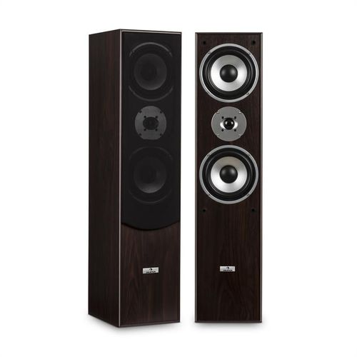 AUNA L766 - Paire d'enceintes HiFi, systéme 3 Voies, conception Bass-Reflex, Réponse en fréquence de 20 Hz à 20 kHz, Impédance de 8 ohms, Puissance 350 W Max, Caisson en Bois , Marron