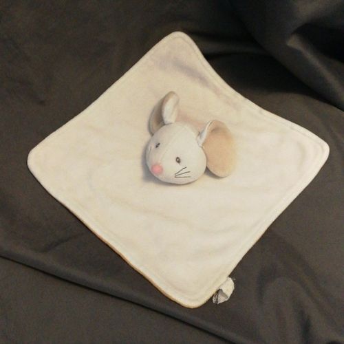 Doudou Influx Souris Plat Blanc Et Orange