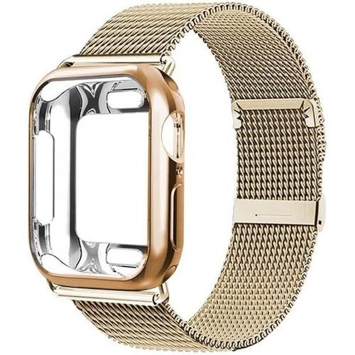 Boitier Bracelet Pour Apple Watch 41 Mm 45 Mm 44/40 Mm 42/38 Mm Bracelet En Metal Milanais Pour Iwatch Series 7 6 Se 54321