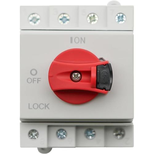 Rail DIN solaire PV DC 4P 32 A 1000 V poignée rotative isolateur interrupteur sectionneur pour boîte de distribution solaire (couleur : EAPV-N324-W)