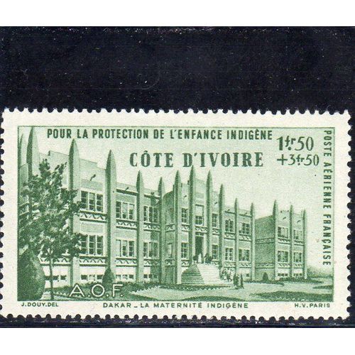 Timbre De Poste Aérienne De Côte D'ivoire (Au Profit De L'oeuvre De Protection De L'enfance Indigène