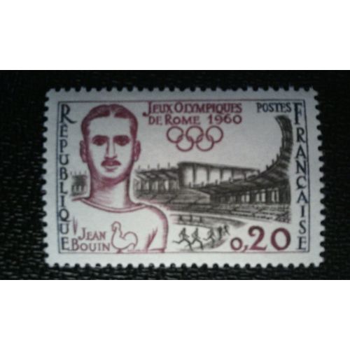 Timbre France (Yt 1264 ) 1960 Jeux Olympiques - Rome. Jean Bouin (1888-1914)