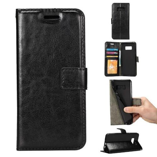 Coque Galaxy J3 (2017), Etui Portefeuille Cuir Noir - 100x - Edition Luxe