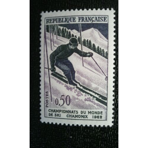 Timbre France (Yt 1327 ) 1962 Championnats Du Monde De Ski À Chamonix 1962: Slalom